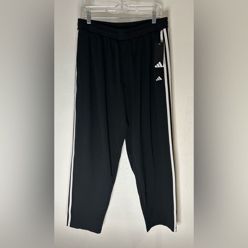 adidas Black Sweatpants with White Stripes Size Large